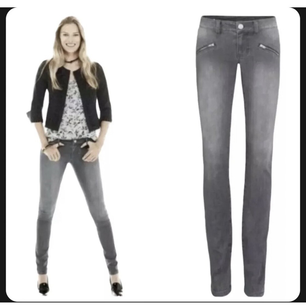 Cabi #5167 Gray Skinny Moto Skinny Jeans Womens size 6 Zipper Pockets